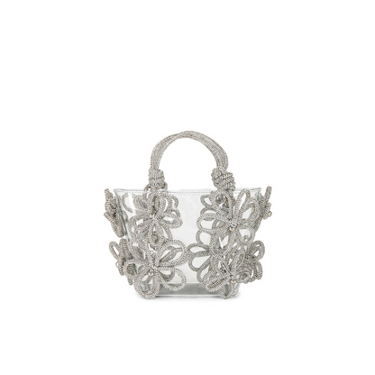 Sabrina Small Floral Rhinestone Tote Bag