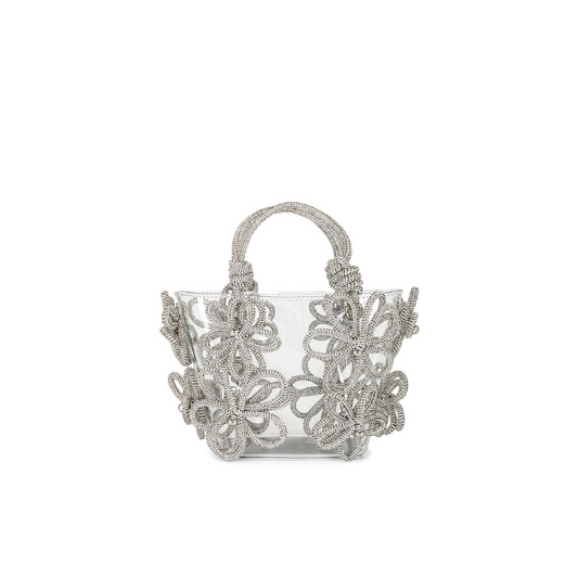 Sabrina Small Floral Rhinestone Tote Bag