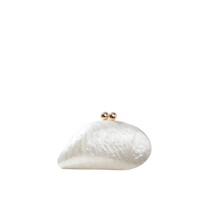 Ariel Pearlescent Shell Acrylic Clutch Bag