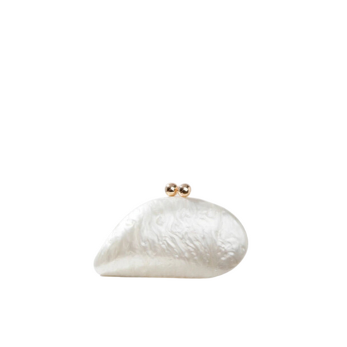 Ariel Pearlescent Shell Acrylic Clutch Bag