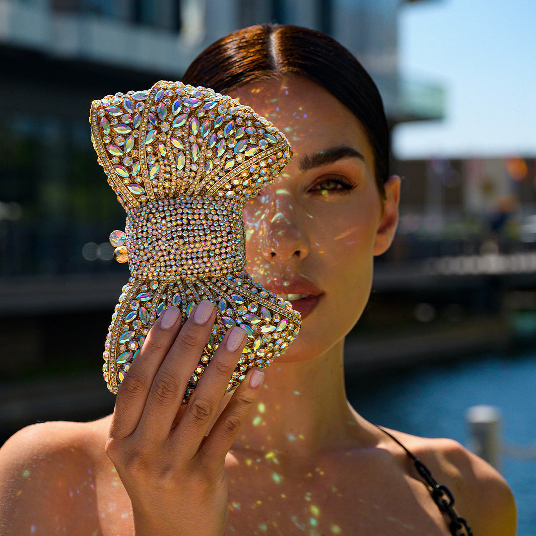 Isabella Rhinestone Bow Clutch