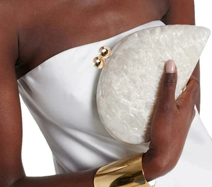 Ariel Pearlescent Shell Acrylic Clutch Bag