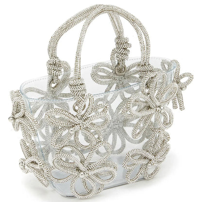 Sabrina Small Floral Rhinestone Tote Bag