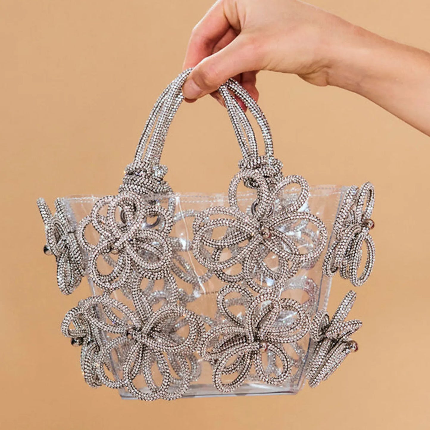Sabrina Small Floral Rhinestone Tote Bag