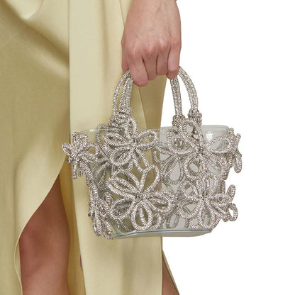Sabrina Small Floral Rhinestone Tote Bag