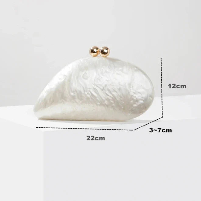 Ariel Pearlescent Shell Acrylic Clutch Bag